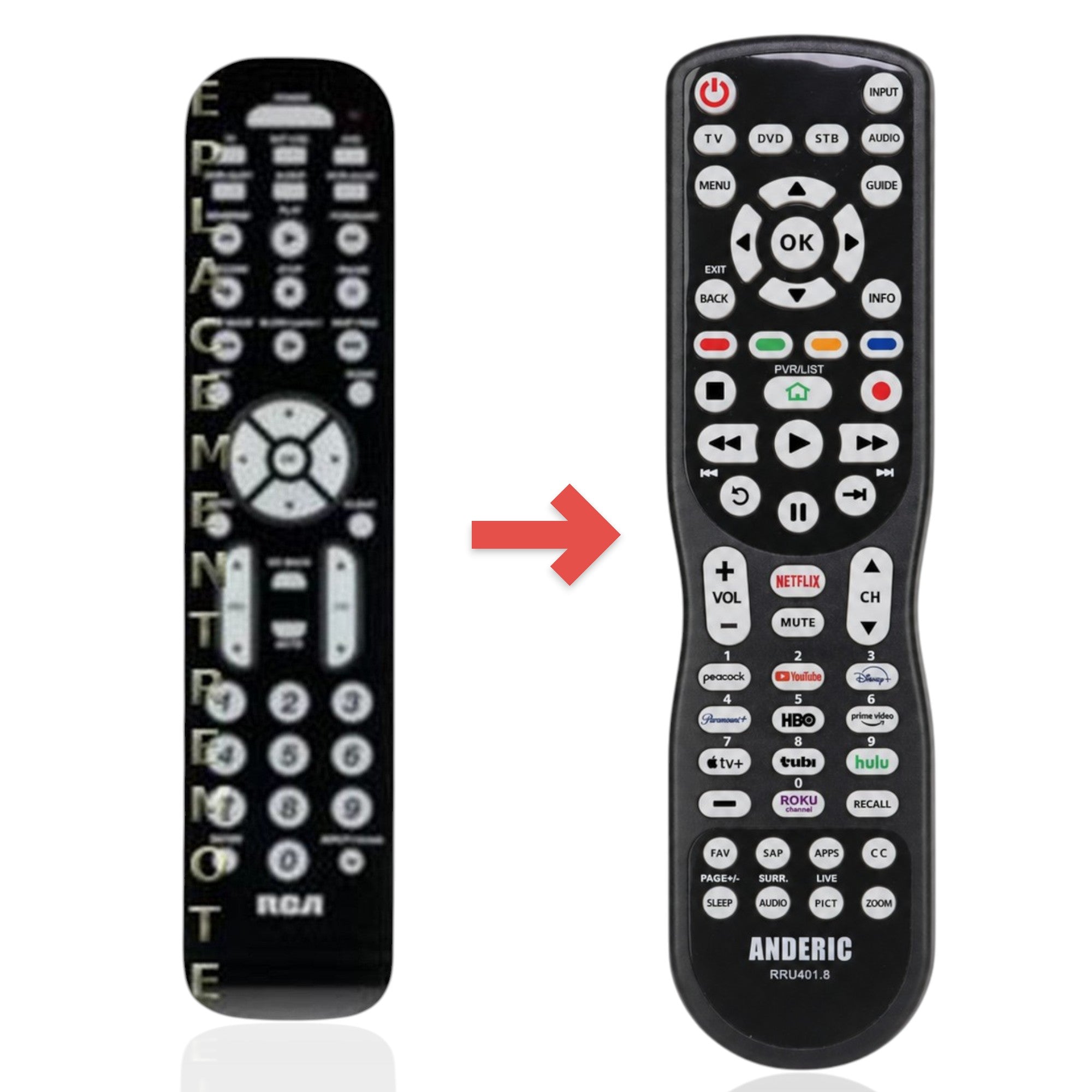 Télécommande universelle avancée de remplacement pour RCA RCR6473R [RRU401]