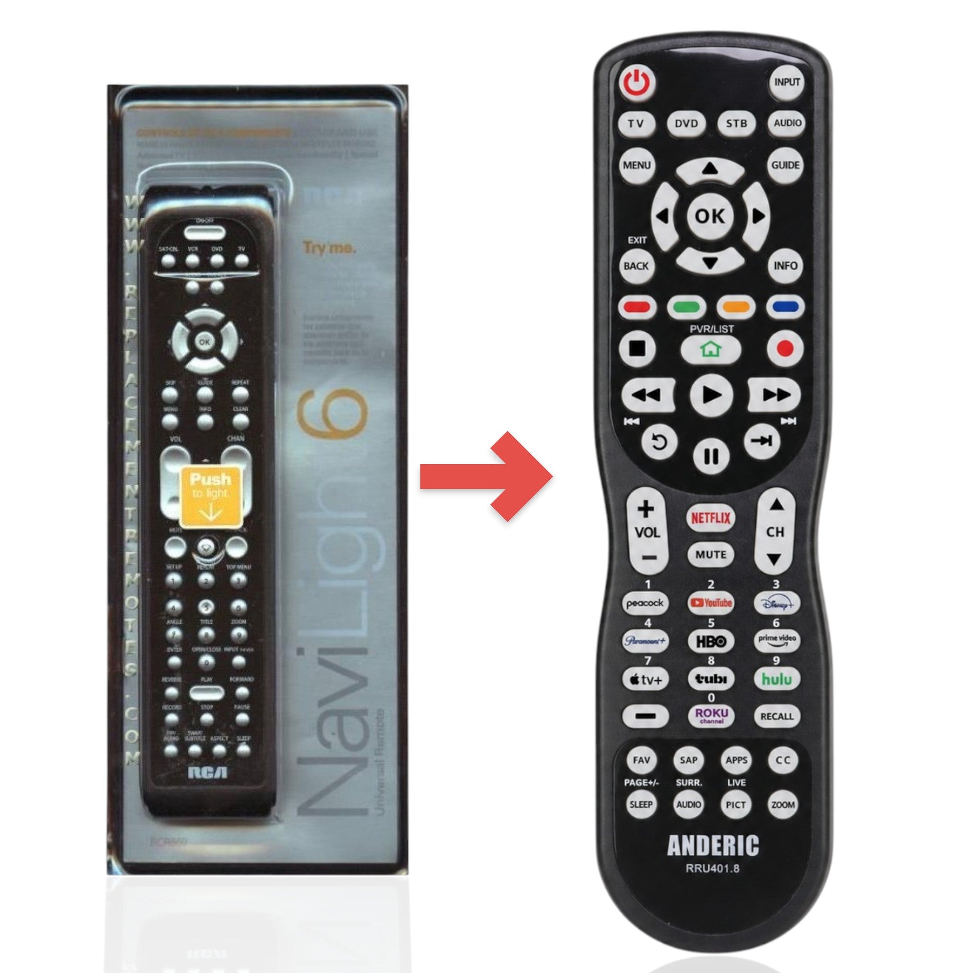 Remplacement pour la télécommande universelle avancée RCA RCR660 [RRU401]