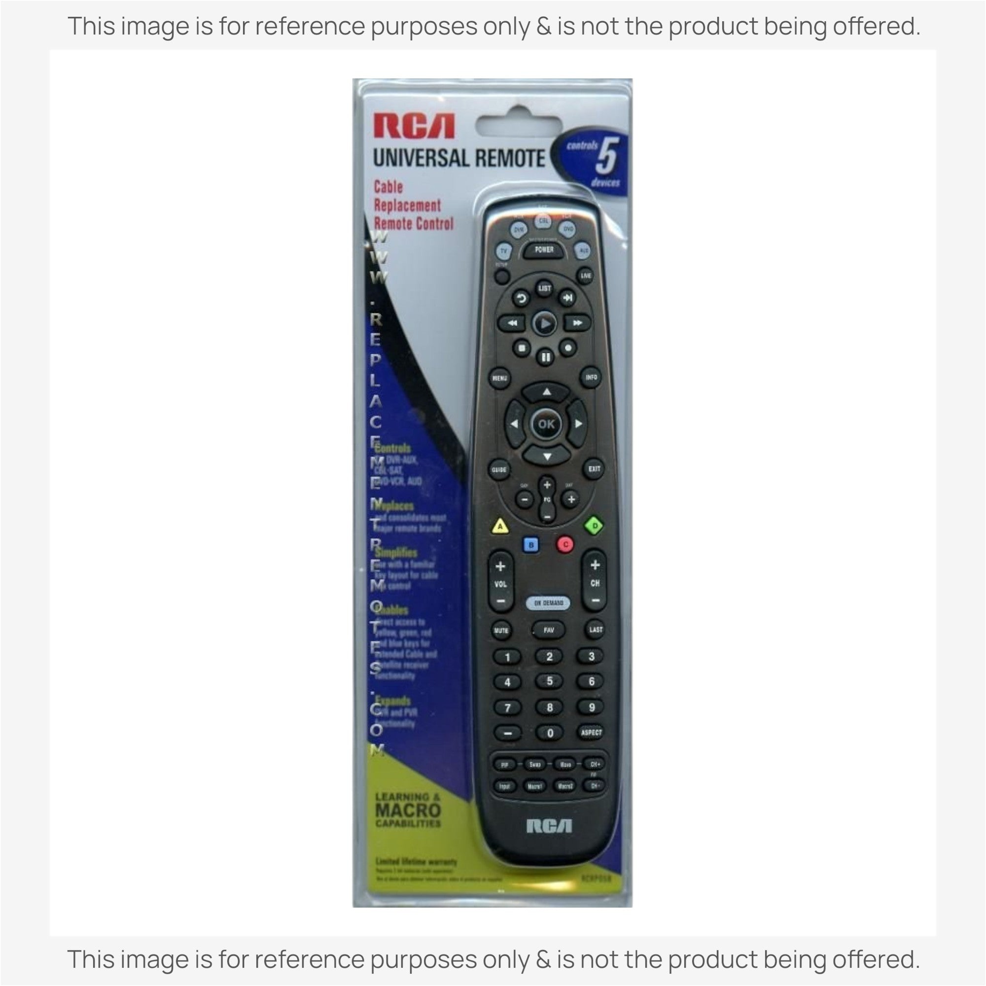 Sustituto para el Control Remoto Universal RCA RCRP05B de 5 Dispositivos [RRU401]
