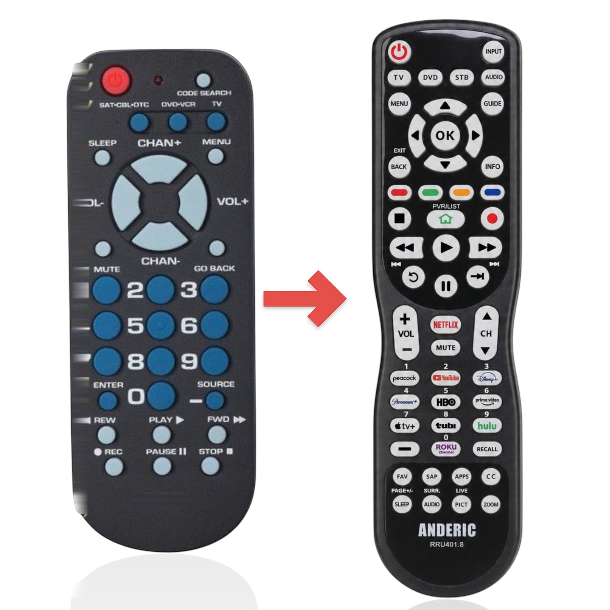 Sustituto para el mando a distancia universal de 3 dispositivos RCA RCU503BR [RRU401]