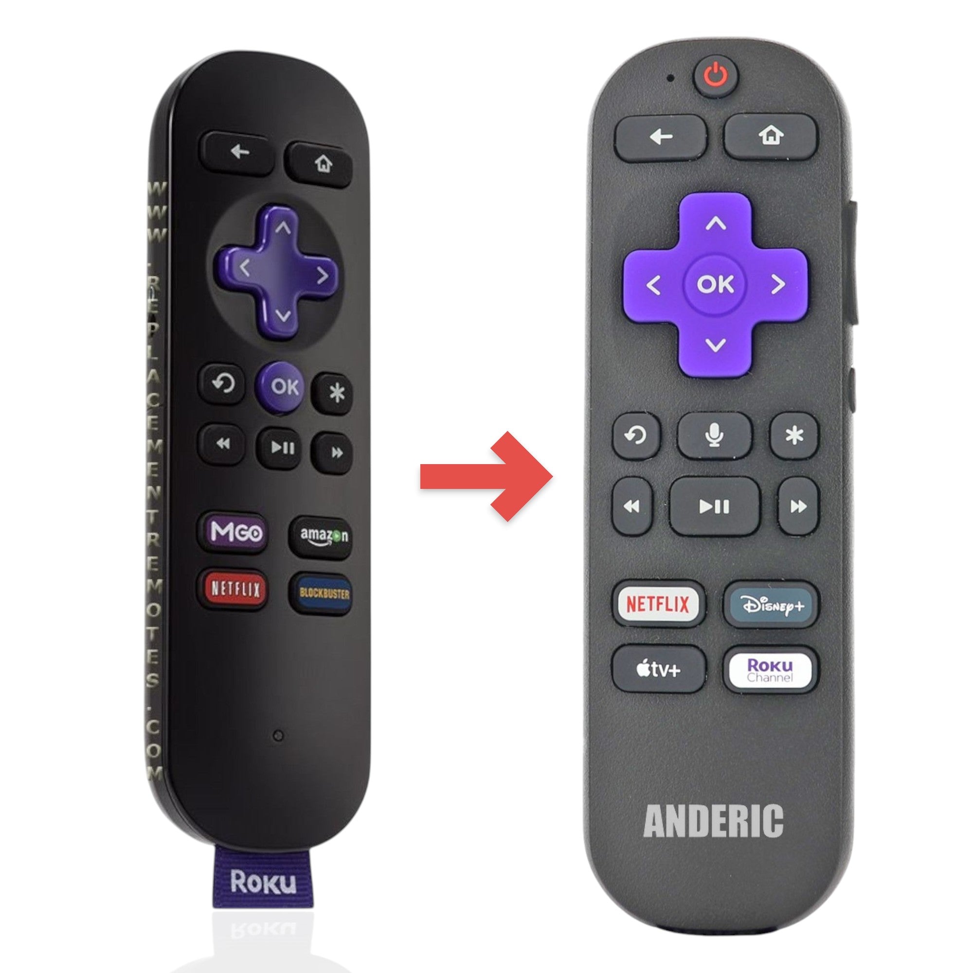 Sustituto para el Control Remoto de Streaming con Conector para Auriculares RF de Roku 2 [RCGZ1, SIN CONECTOR PARA AURICULARES]