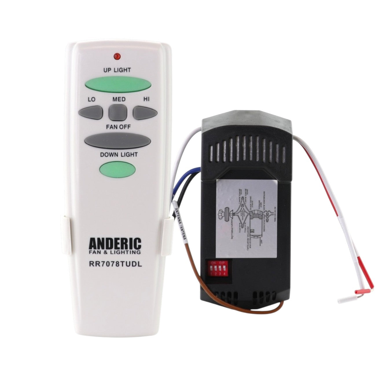 Kit de control remoto para ventilador de techo Anderic RR7078TUDL con luz ascendente/descendente, 3 velocidades y receptor universal