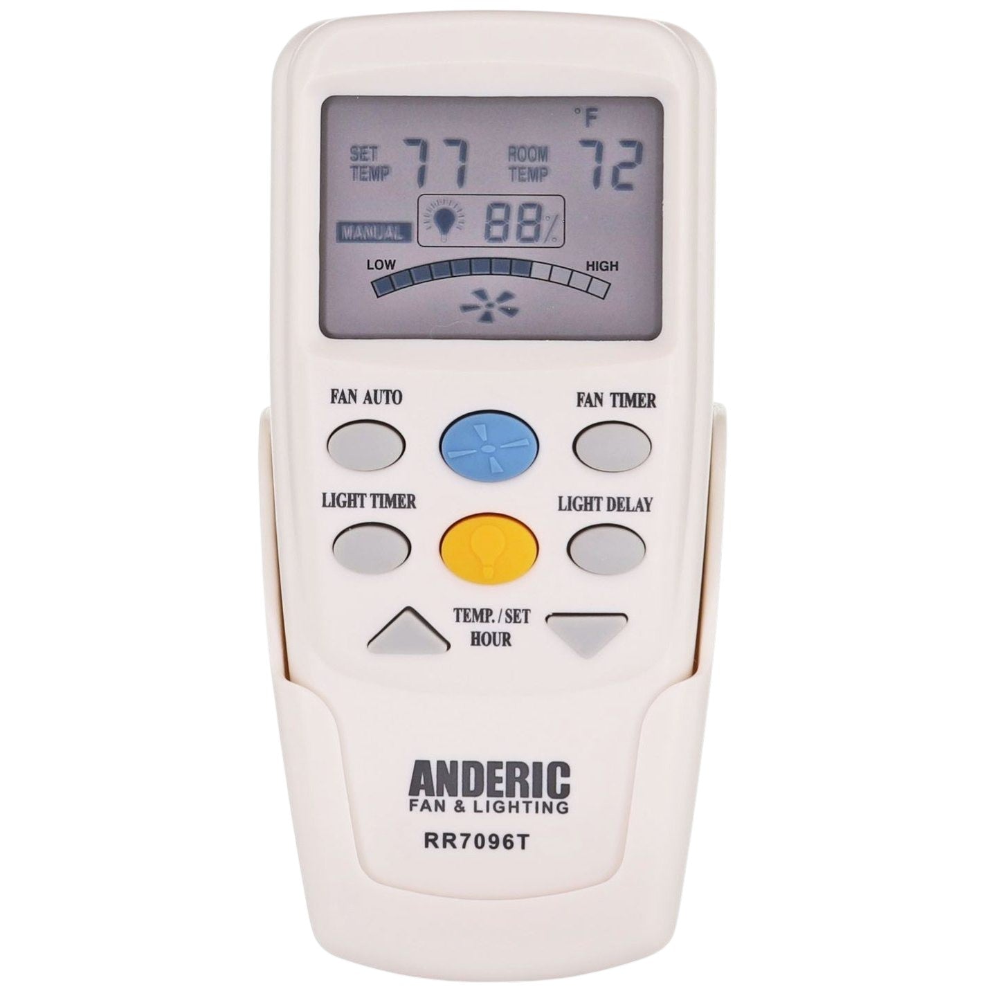 Anderic CHQ7096TKIT (FAN28R-T) Kit adicional de control remoto universal para ventilador de techo para ventiladores de CA de 3 velocidades – Incluye control remoto termostático RR7096T y receptor FAN28R-T