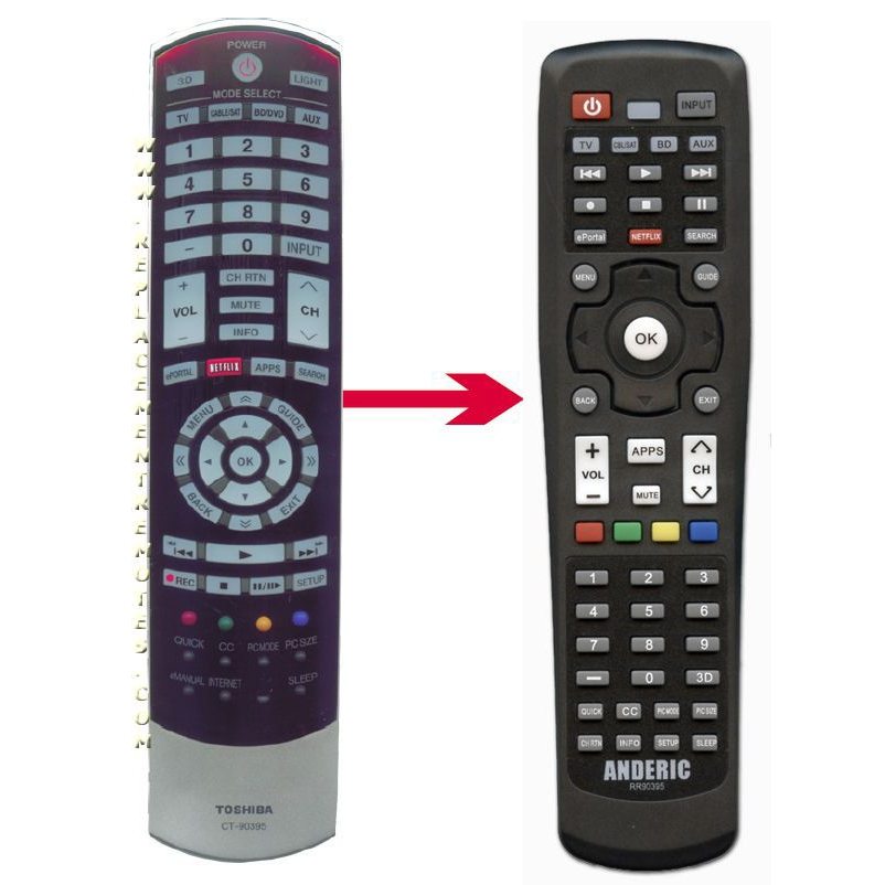 Anderic CT-90395 For Toshiba Smart TV Remote Control - RR90395