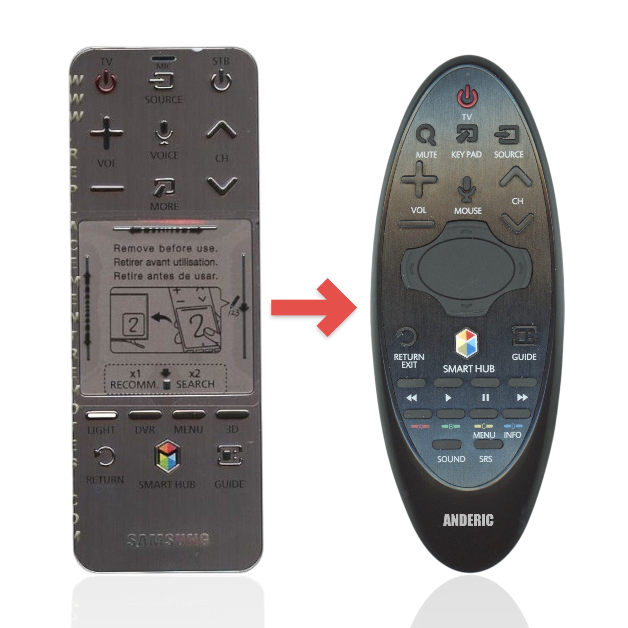 Sustituto del control remoto para TV Samsung AA59-00758B SMART TOUCH - AA5900758B [SR7557, sin voz/panel táctil]