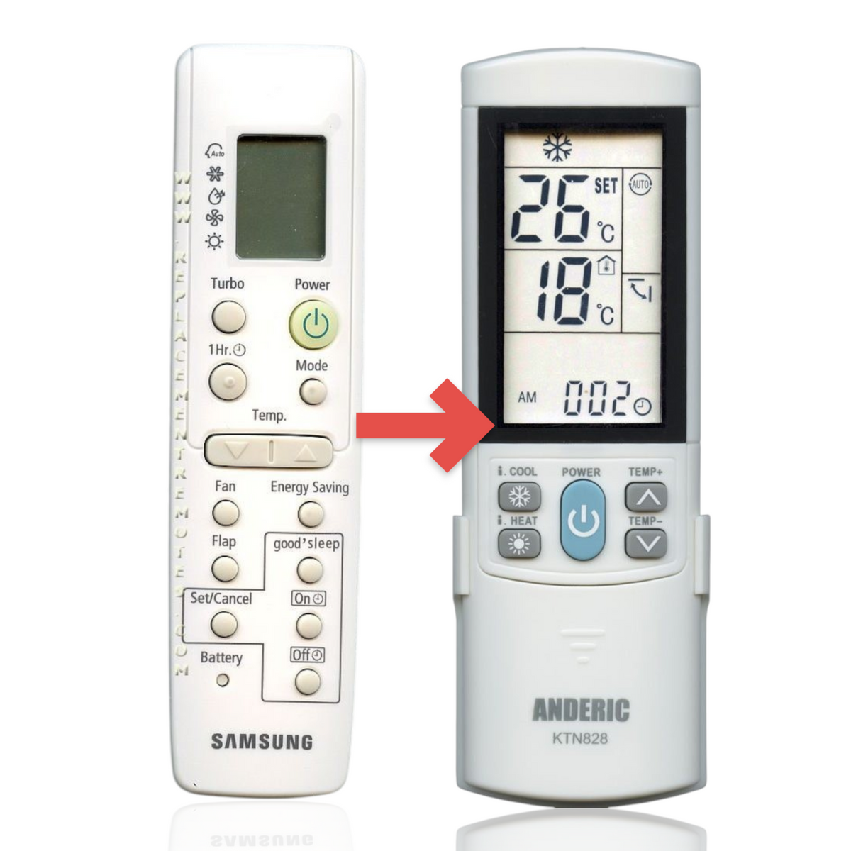 Anderic replacement remote control for Samsung air conditioners with LCD display and various function buttons