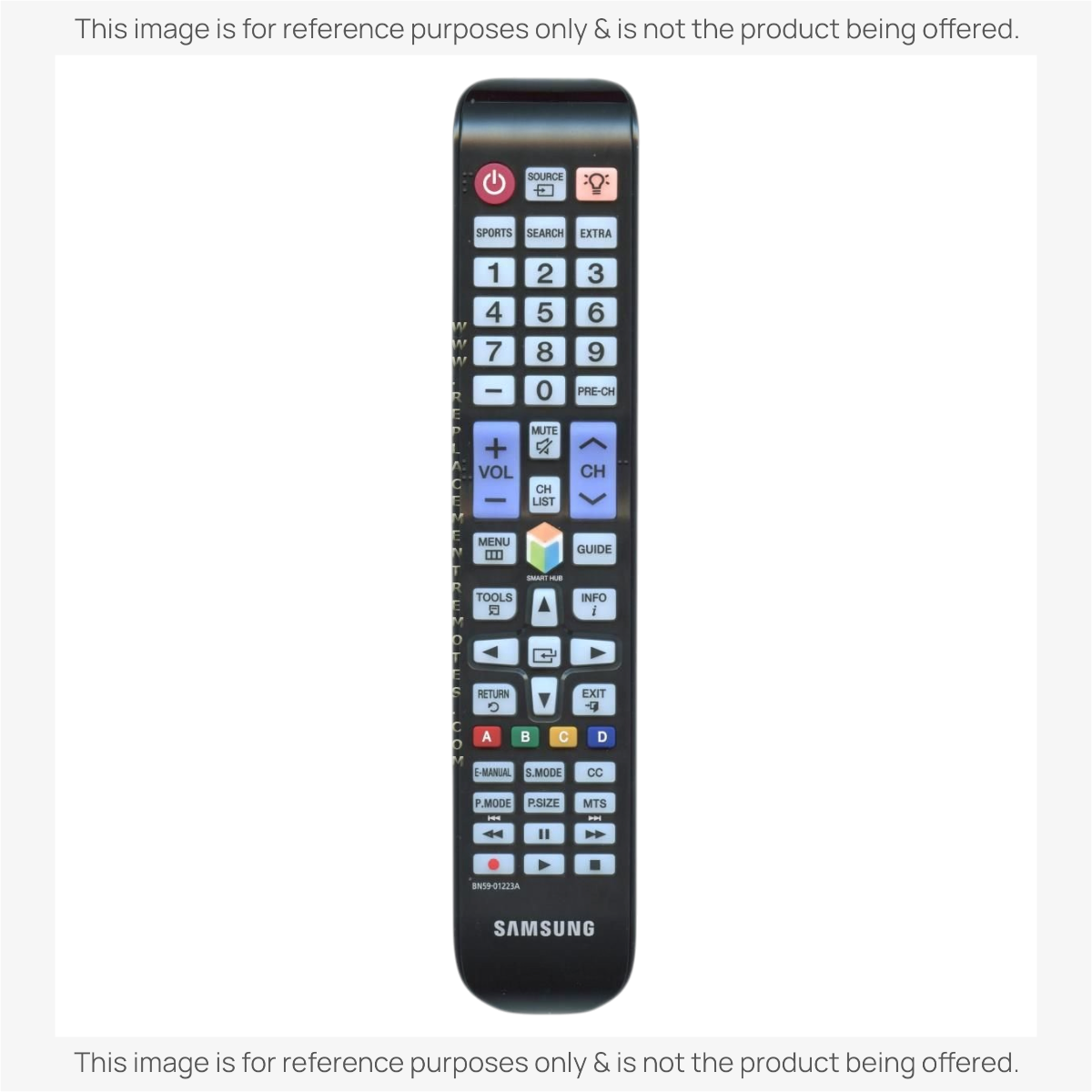 Anderic replacement remote control for Samsung TVs featuring a standard black button layout and infrared functionality