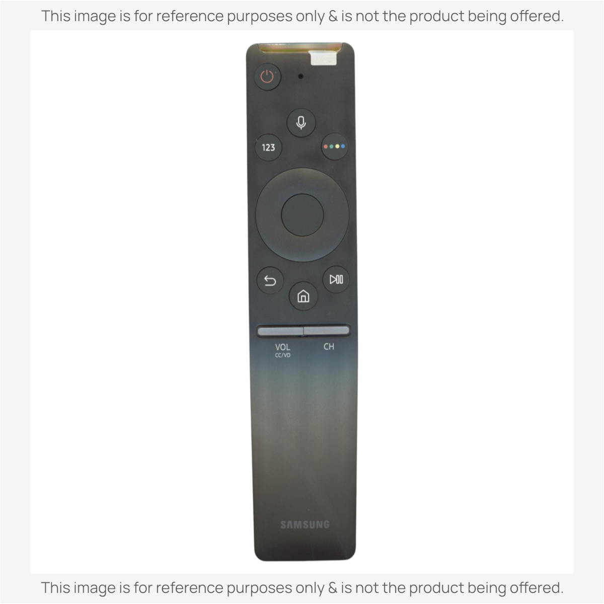 Anderic smart touch TV remote control for Samsung QLED TVs featuring a brushed metal finish and voice command button.