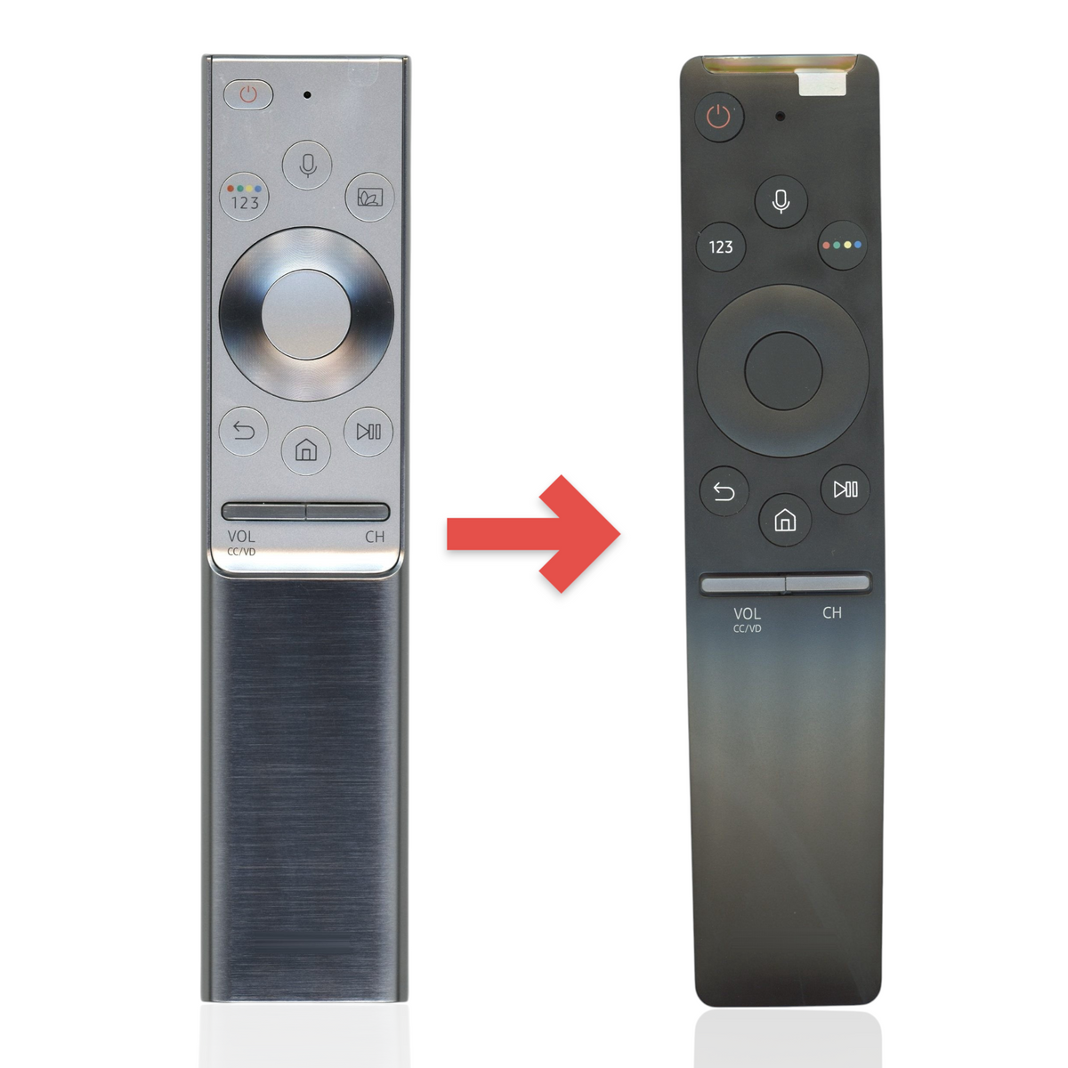 Anderic brushed metal smart touch remote control for Samsung QLED TVs with voice functionality and RF IR operation
