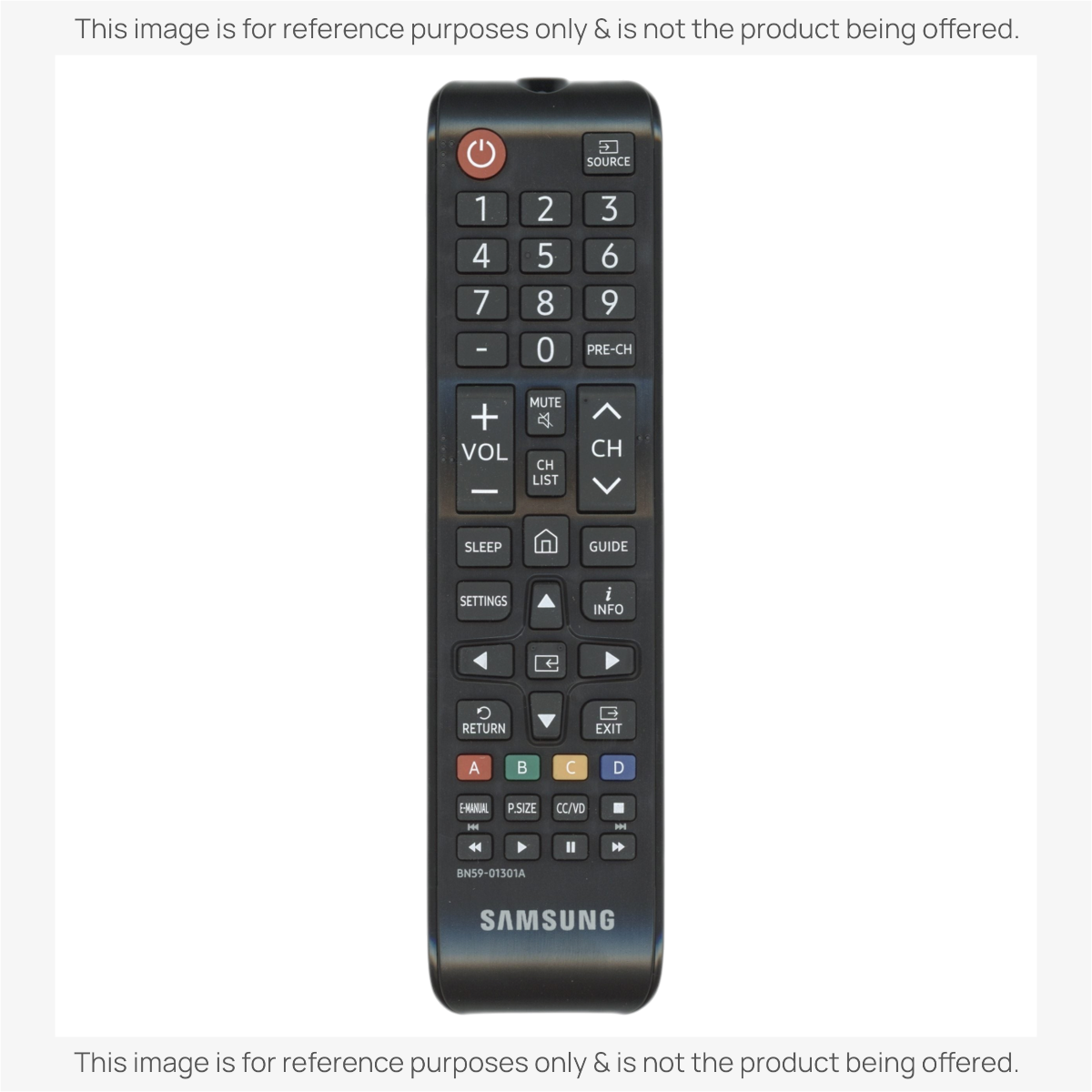 Anderic black infrared remote control for Samsung Smart TVs with number pad and dedicated streaming shortcut buttons.