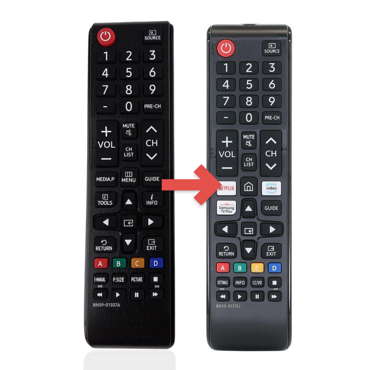 Anderic black infrared TV remote control for Samsung TVs with number pad and dedicated streaming shortcut buttons.