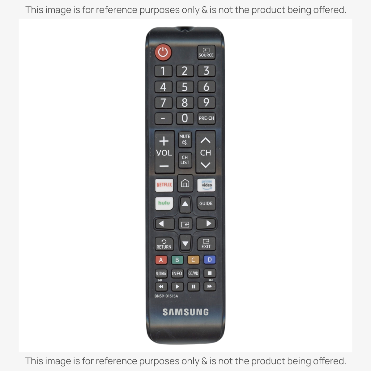 Effortlessly navigate your 2019 Samsung TV with the BN59-01315A remote. Control power, source, volume, and channels seamlessly and instantly access Netflix, Prime Video, and Hulu options at the touch of a button in the US market today.