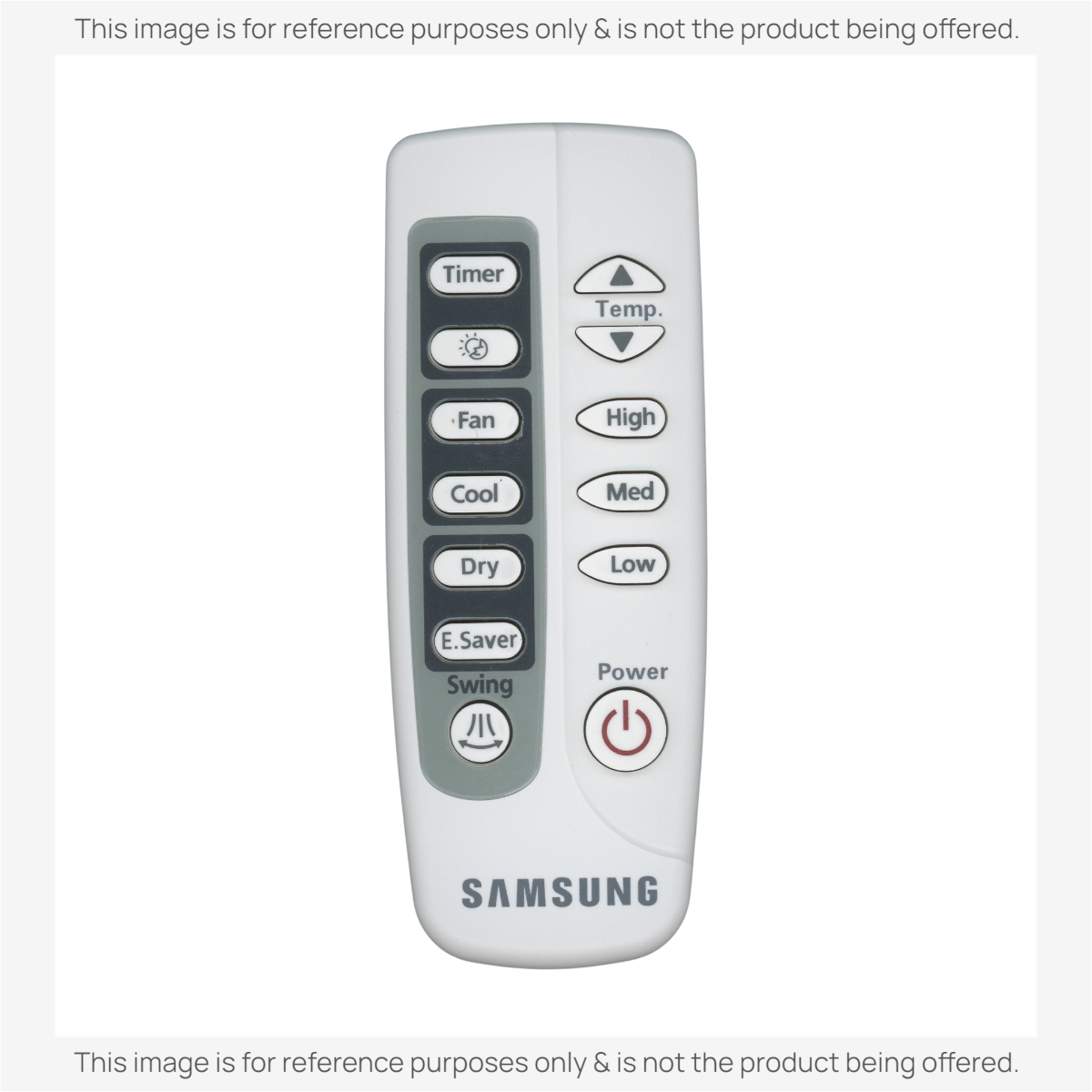 Anderic white replacement remote control for Samsung window air conditioners with clearly labeled function buttons.