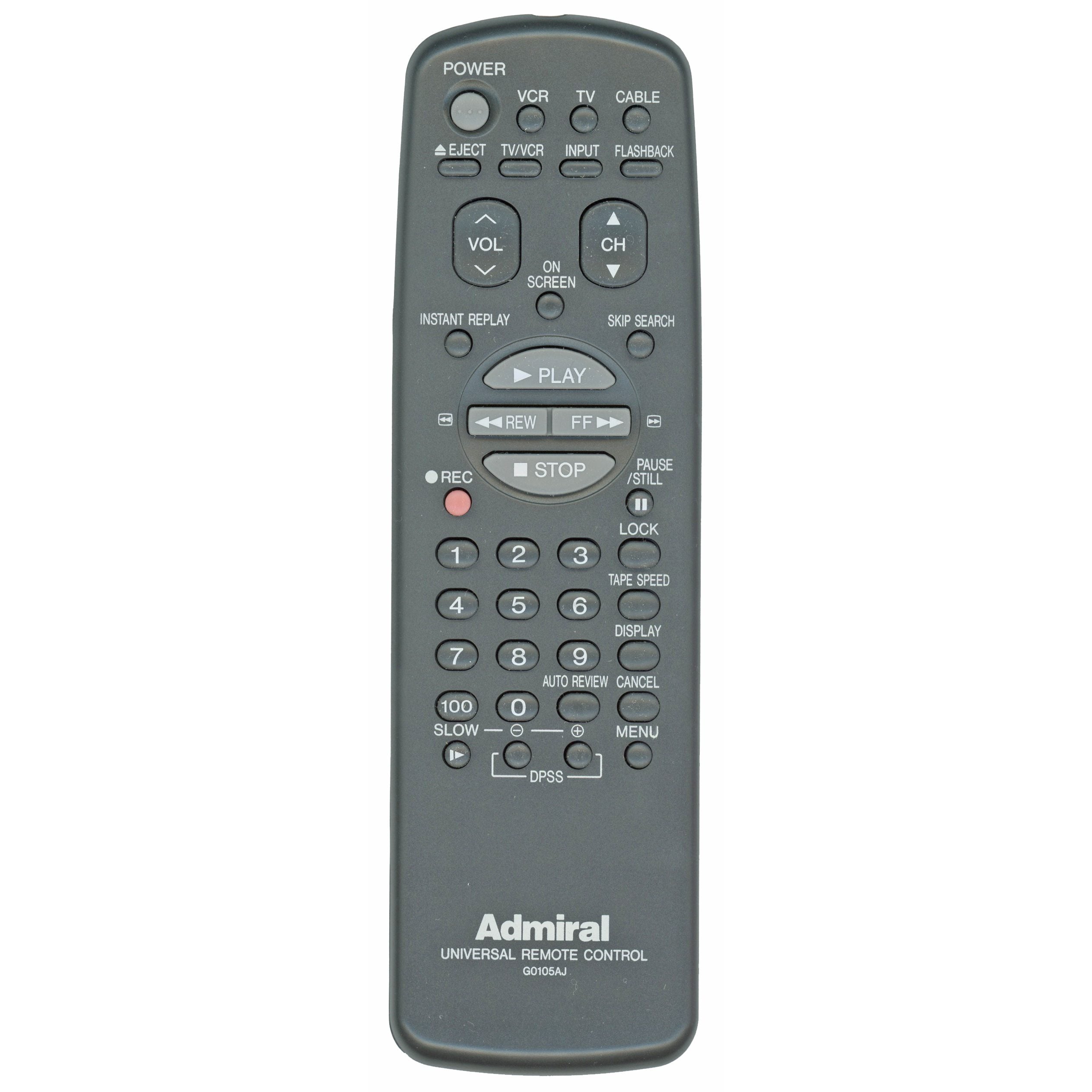 Sharp G0105AJ Admiral VCR Remote Control