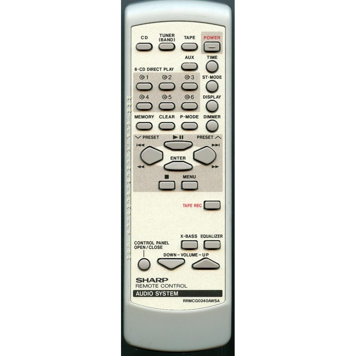 Sharp G0240AWSA Audio Remote Control