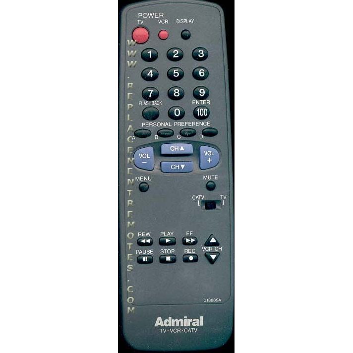 Sharp G1368SA Admiral TV Remote Control