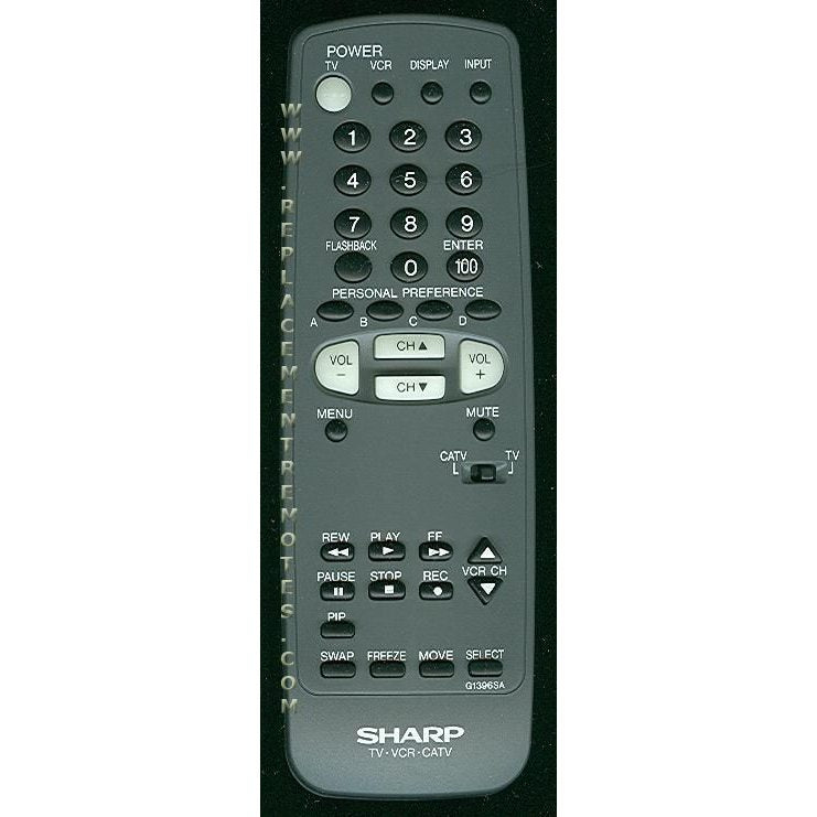 Sharp G1396SA TV/VCR Remote Control