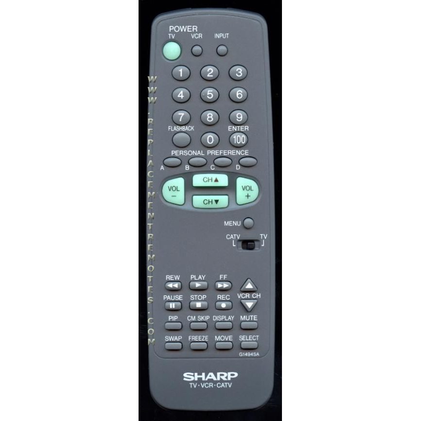 Sharp G1494SA TV/VCR Remote Control