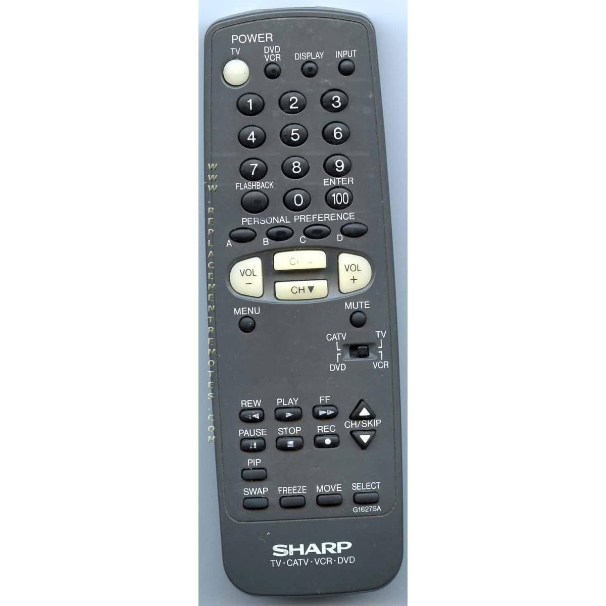 Sharp G1627SA TV/VCR Remote Control