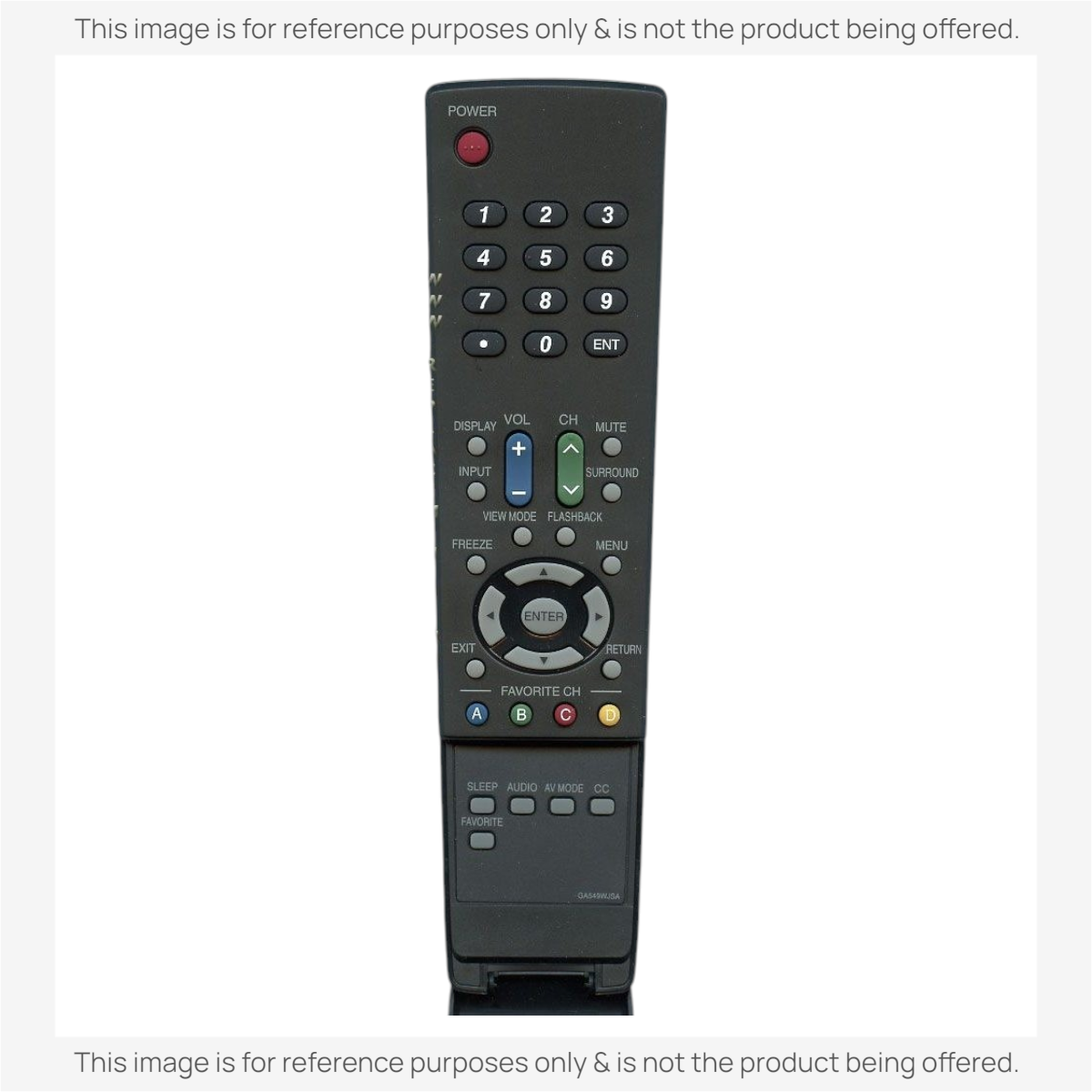 Anderic replacement remote control for Sharp TVs with ergonomic black design and clearly labeled function buttons.