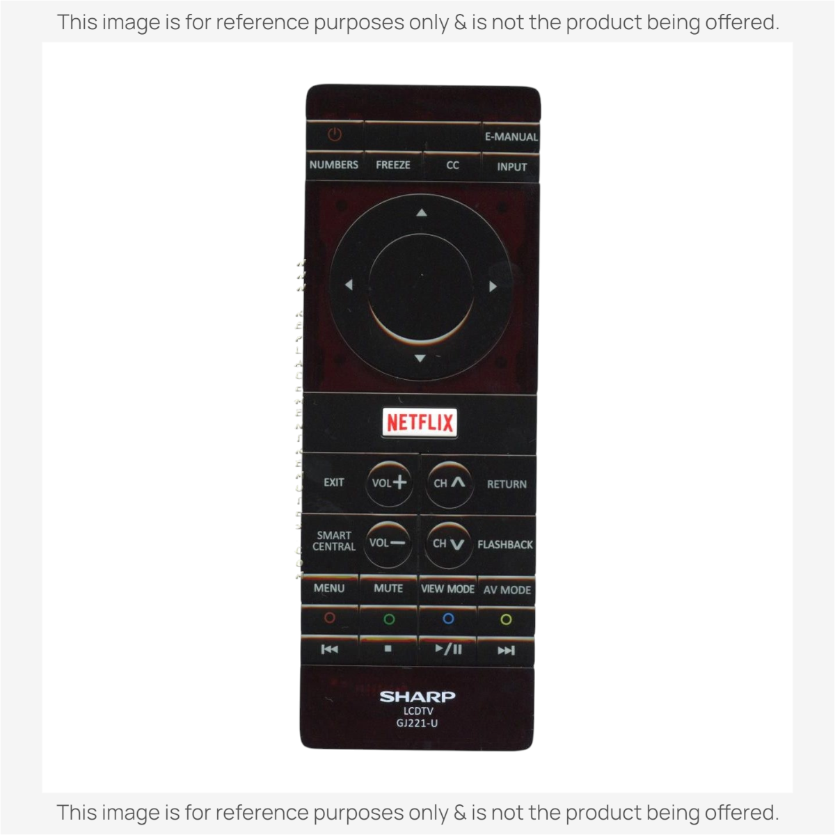 Anderic replacement remote control for Sharp Smart TVs featuring a dedicated Netflix button and menu navigation.