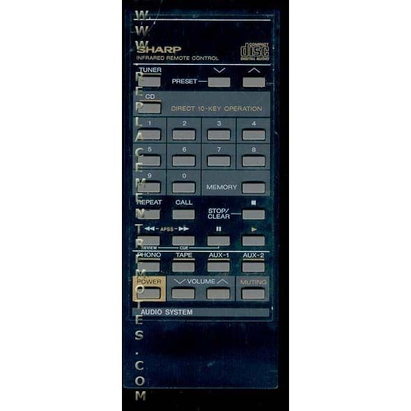 Sharp RRMCG0116AFZZ Audio Remote Control