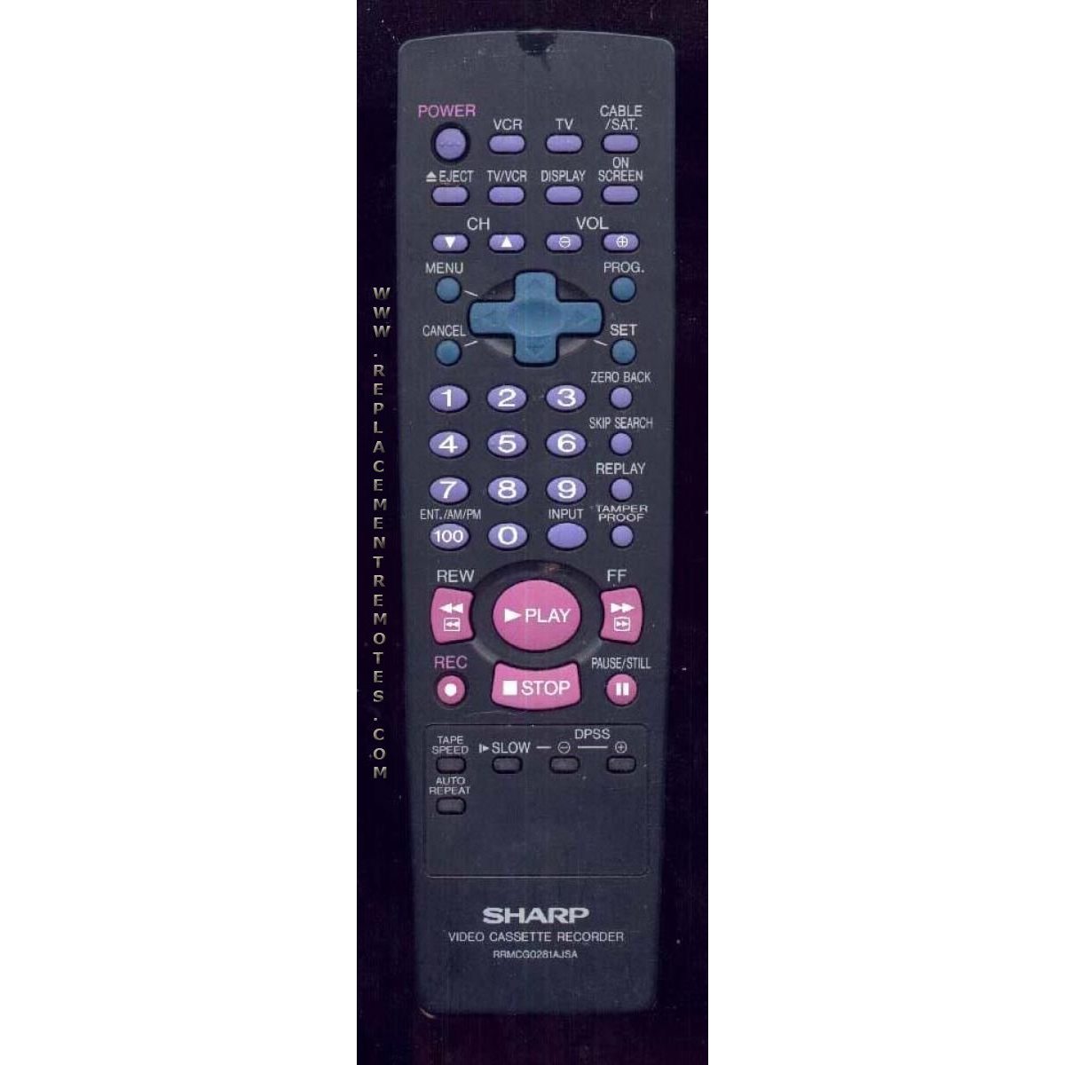 Télécommande pour magnétoscope Sharp RRMCG0281AJSA