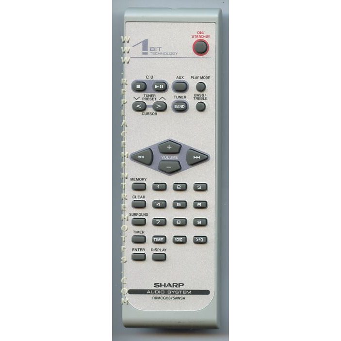 Sharp RRMCG0375AWSA Audio Remote Control
