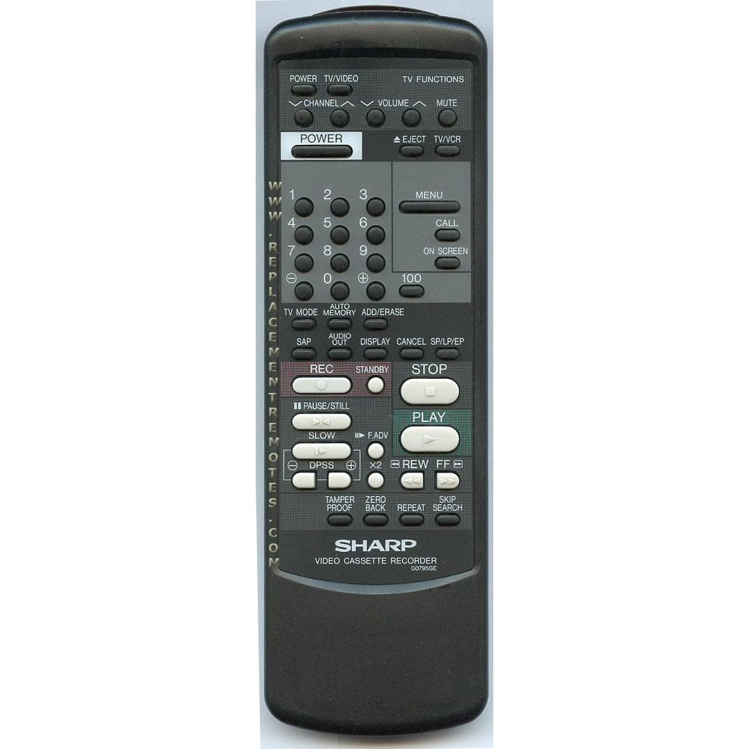 Sharp RRMCG0795GESA VCR Remote Control