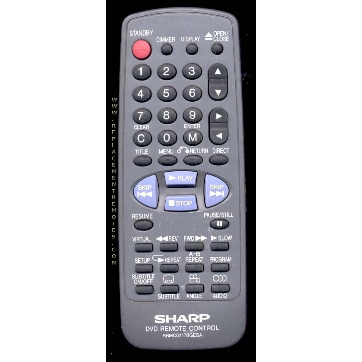 Control remoto de DVD Sharp RRMCG1178GESA
