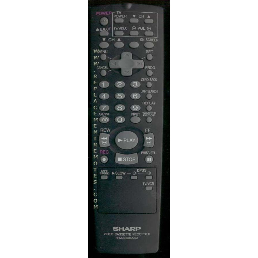 Sharp RRMCG1236AJSA VCR Remote Control