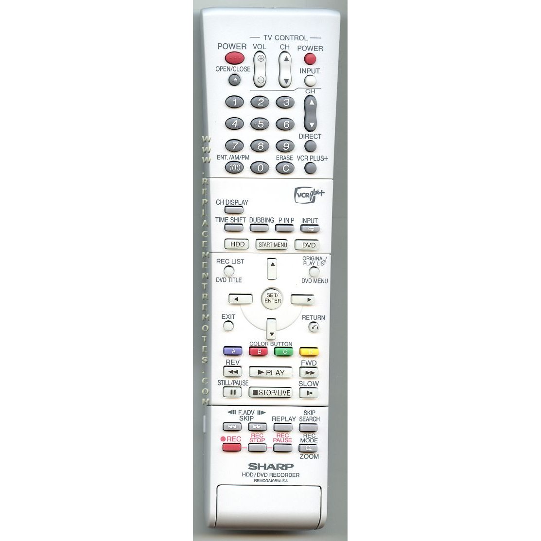 Control remoto Sharp RRMCGA198WJSA DVDR