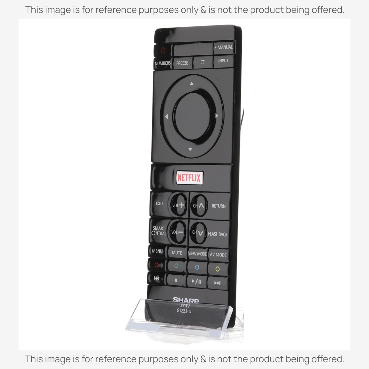 Anderic black replacement remote control for Sharp Smart TVs featuring a dedicated Netflix button and menu navigation