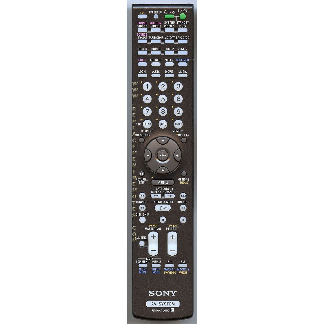 Sony RM-AAL003 Receiver Remote Control - RMAAL003