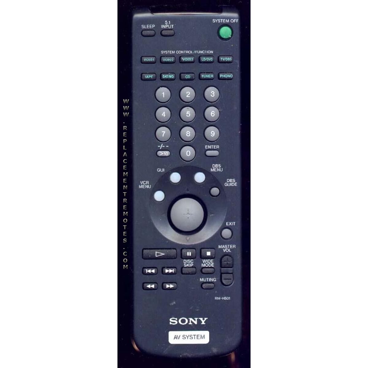 Sony RM-H501 Receiver Remote Control - RMH501