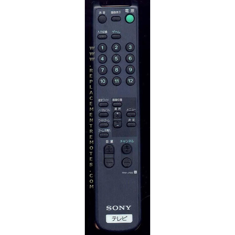 Sony RM-J192 TV Remote Control - RMJ192