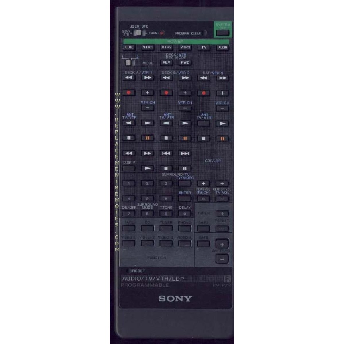 Sony RM-P312 Receiver Remote Control - RMP312