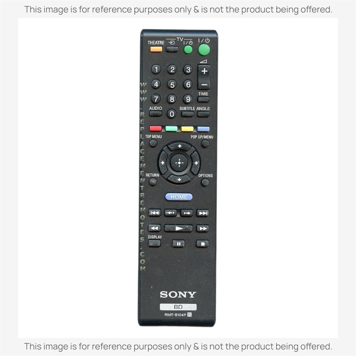 Substitute for Sony RMT-B104P Blu-ray Disc Remote Control 1-487-219-11 [RRB126A]