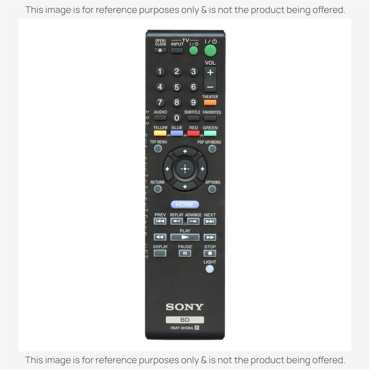 Substitute for Sony RMT-B108A Blu-ray Disc Remote Control 1-487-683-11 [RRB126A]