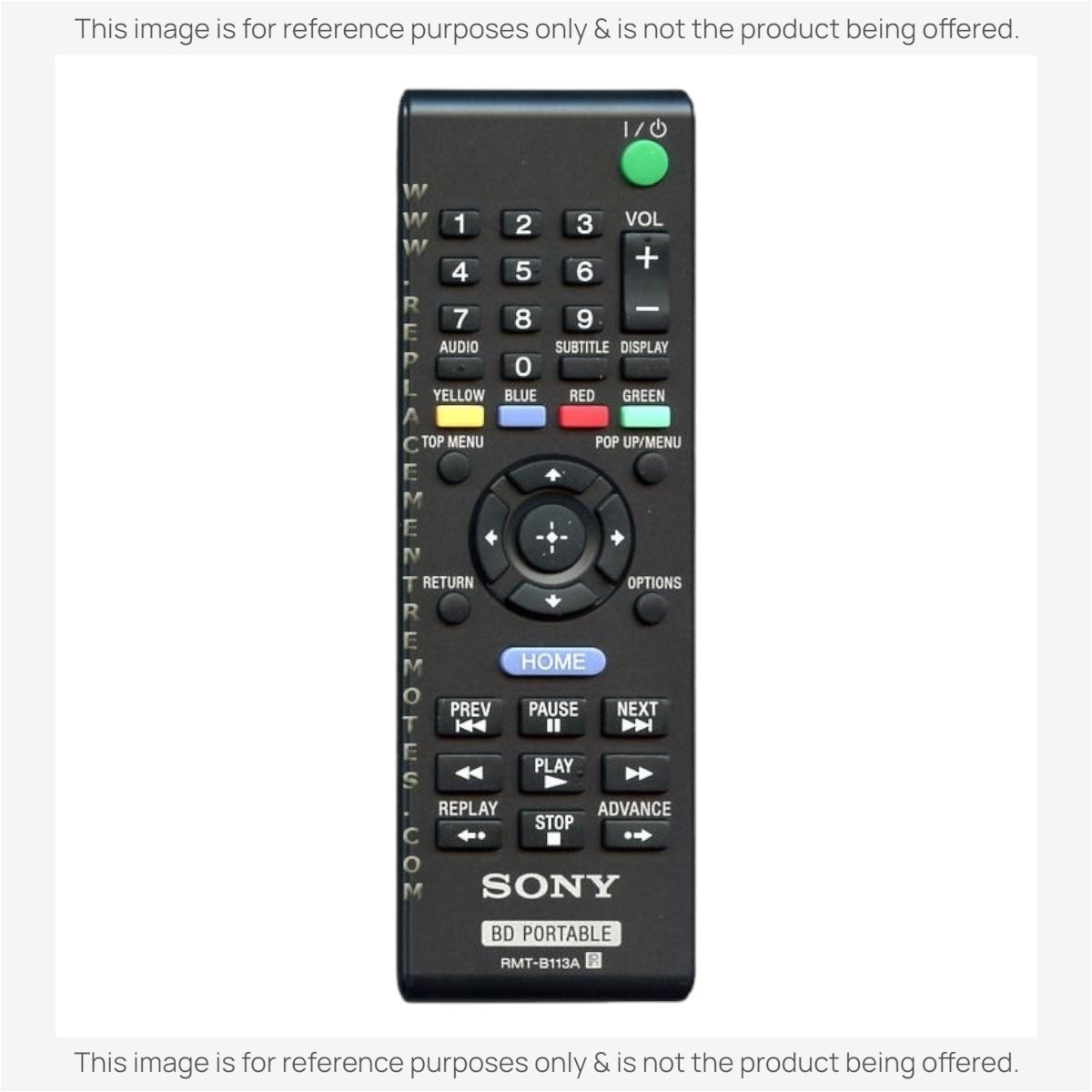 Substitute for Sony RMT-B113A Blu-ray Disc Remote Control 9-885-178-97 [RRB126A]