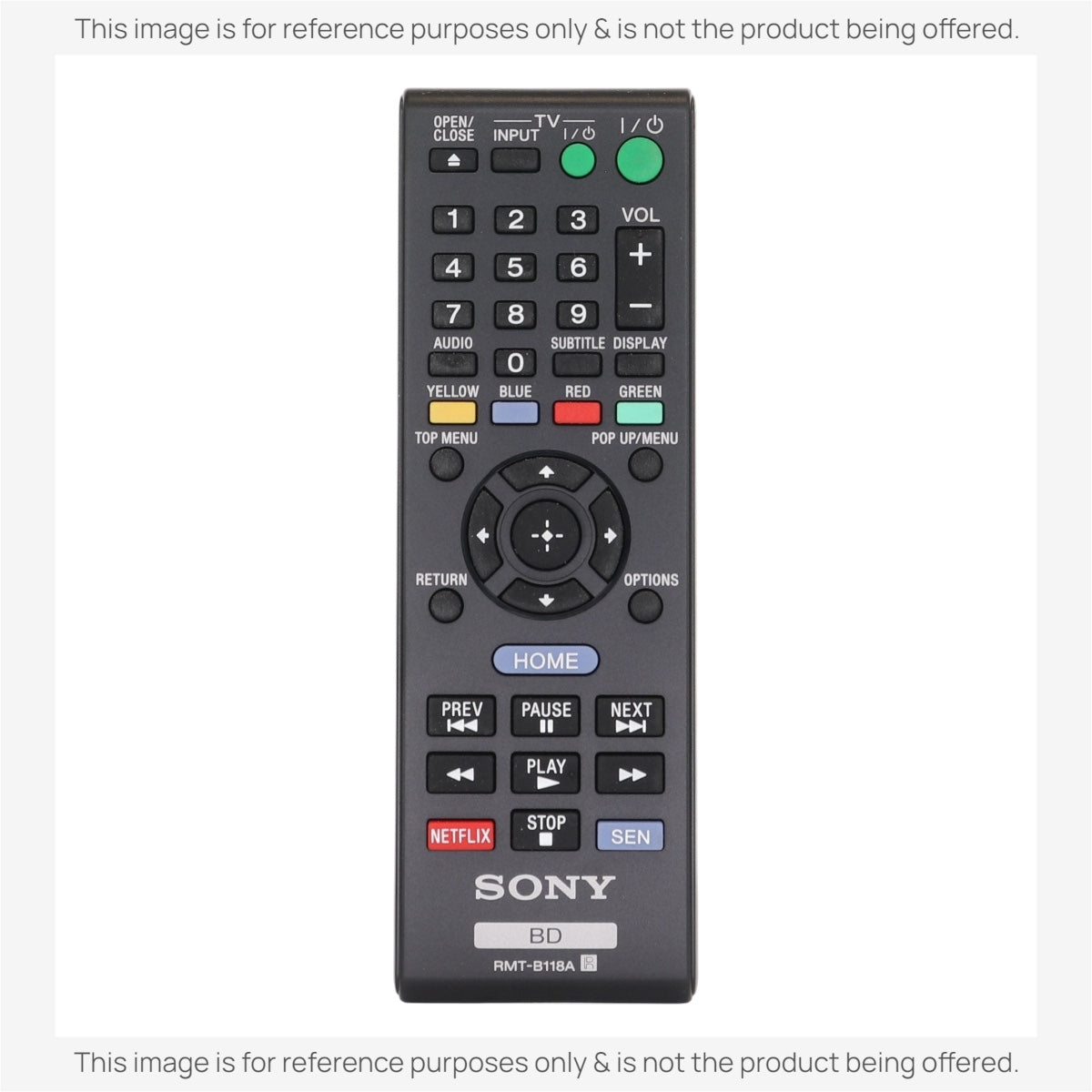 Substitute for Sony RMT-B118A Blu-ray Disc Remote Control 1-489-959-11 [RRB126A]