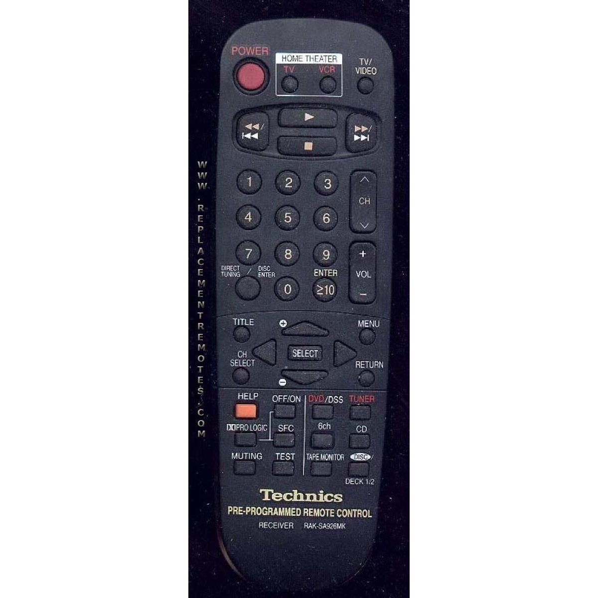 Control remoto del receptor Technics RAKSA926MK