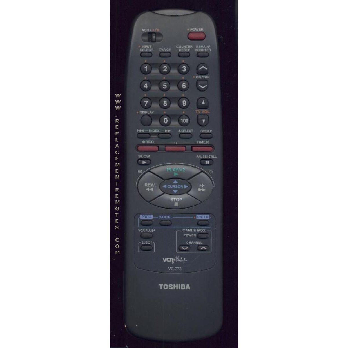 Toshiba VC773 VCR Remote Control