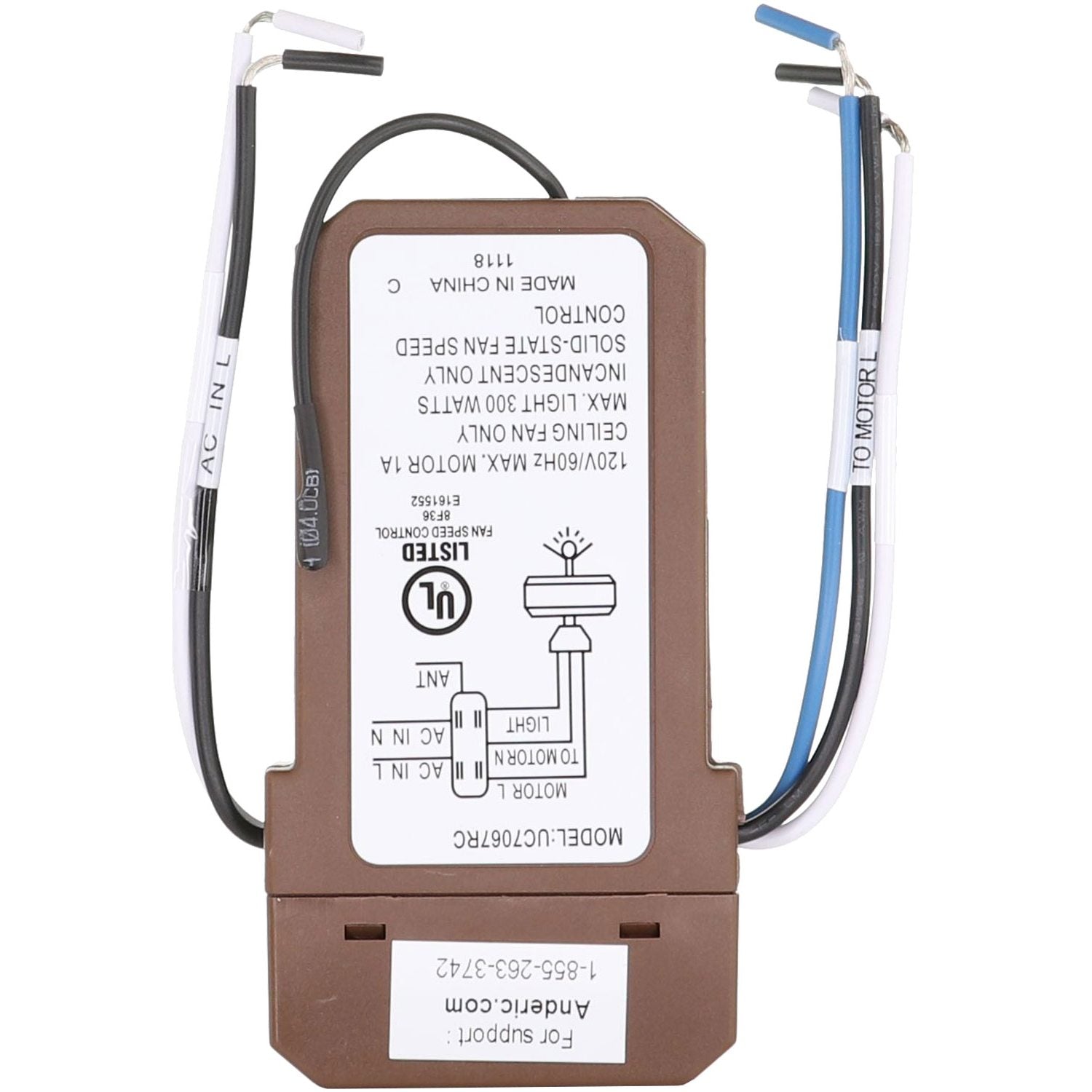 Anderic UC7067FCRX Thermostatic Ceiling Fan Receiver for Hampton Bay - UC7067FCRX