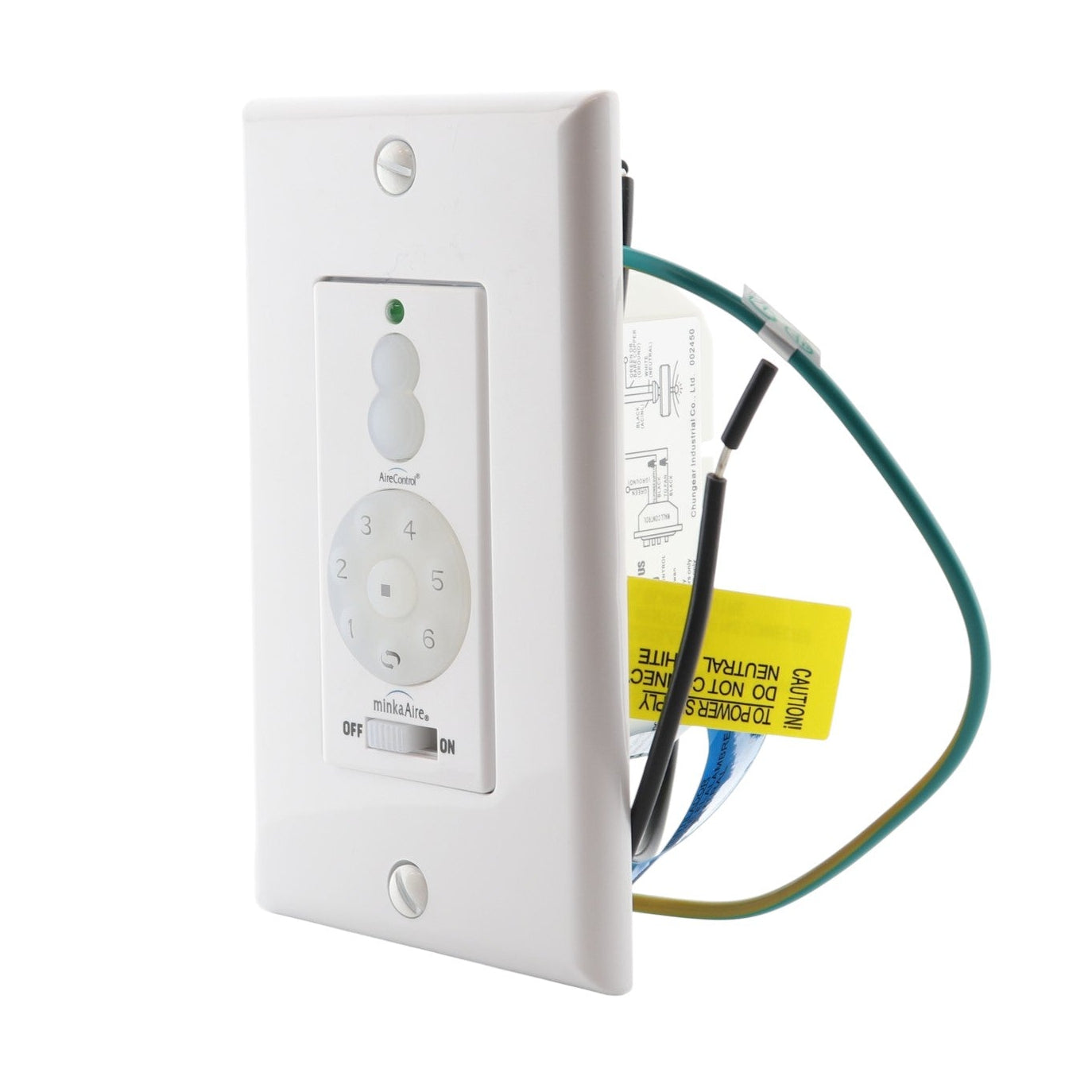 Minka Aire WC500 Mando a distancia de pared con cable para ventilador de techo | 6 velocidades | Encendido/Apagado | Encendido/Apagado de luz y atenuación - WC500