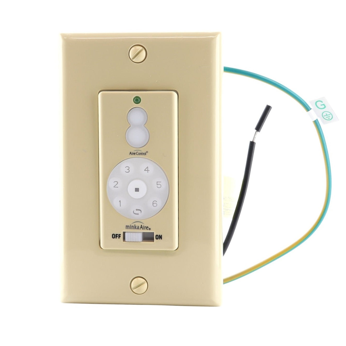 Minka Aire WC500 Mando a distancia de pared con cable para ventilador de techo | 6 velocidades | Encendido/Apagado | Encendido/Apagado de luz y atenuación - WC500