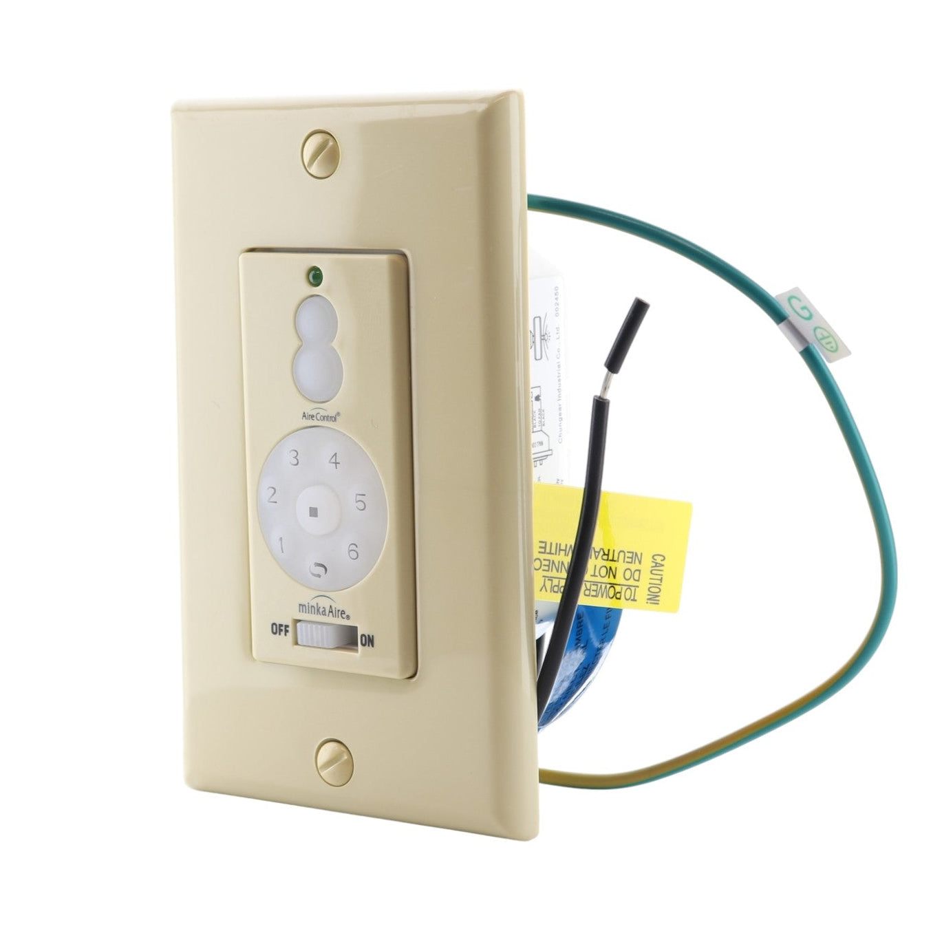 Minka Aire WC500 Mando a distancia de pared con cable para ventilador de techo | 6 velocidades | Encendido/Apagado | Encendido/Apagado de luz y atenuación - WC500
