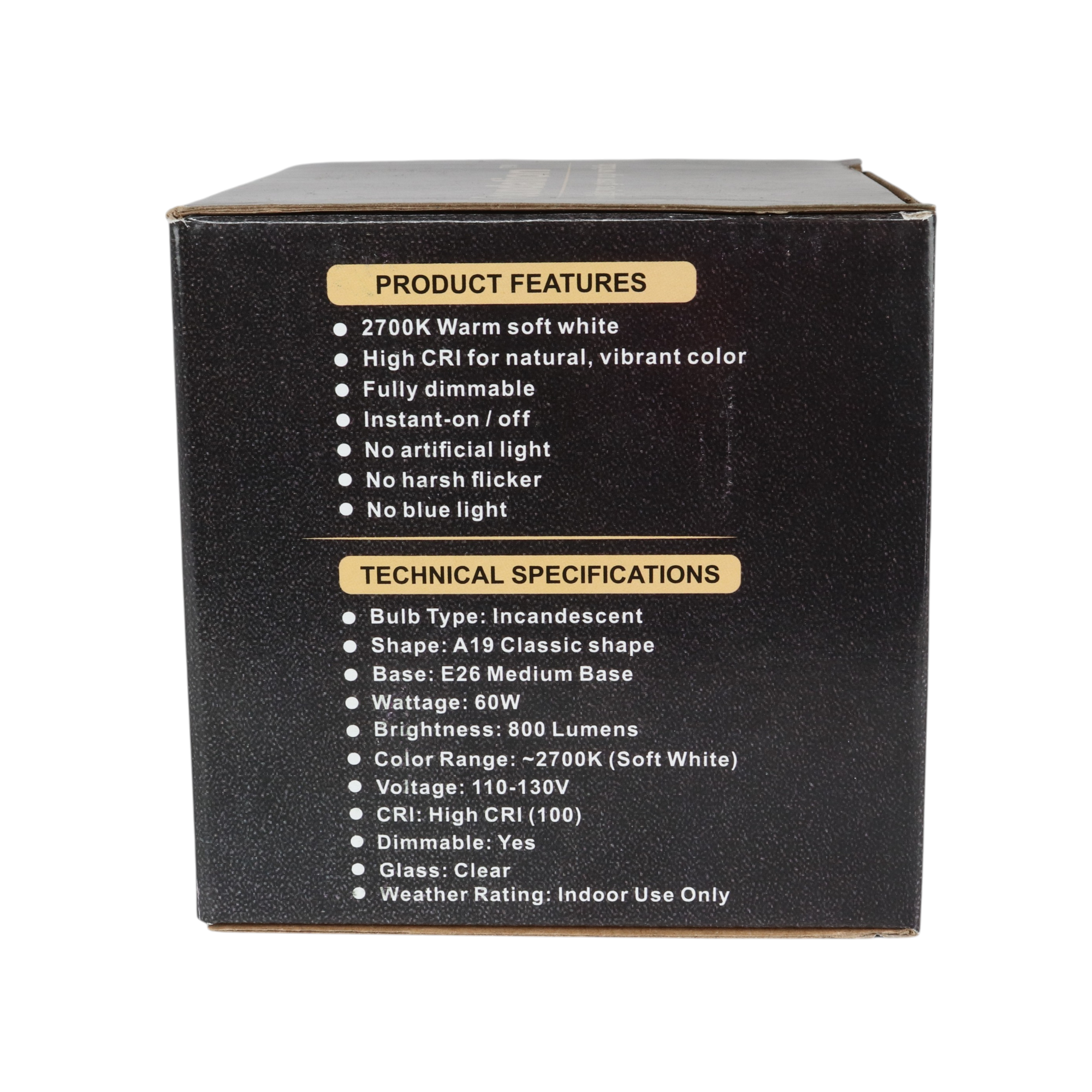 Ampoule à incandescence Foundation™ 60 W à spectre complet, intensité variable - Blanc doux 2700 K, culot moyen E26 - Paquet de 4