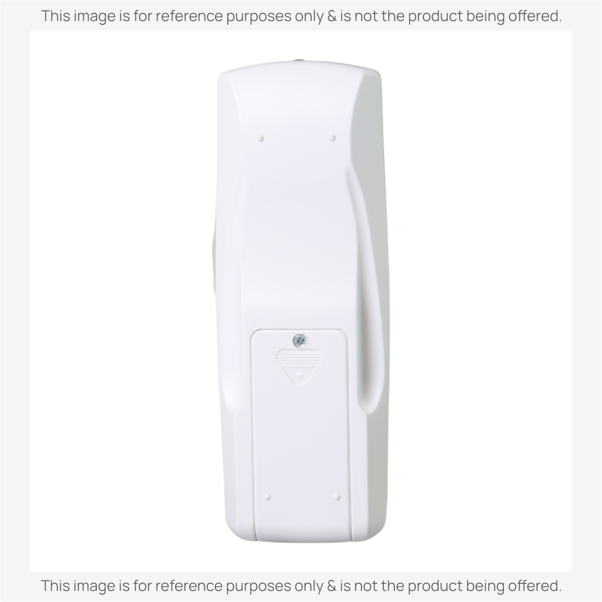 Anderic white replacement remote control for Haier and GE air conditioners, back view showing battery compartment.