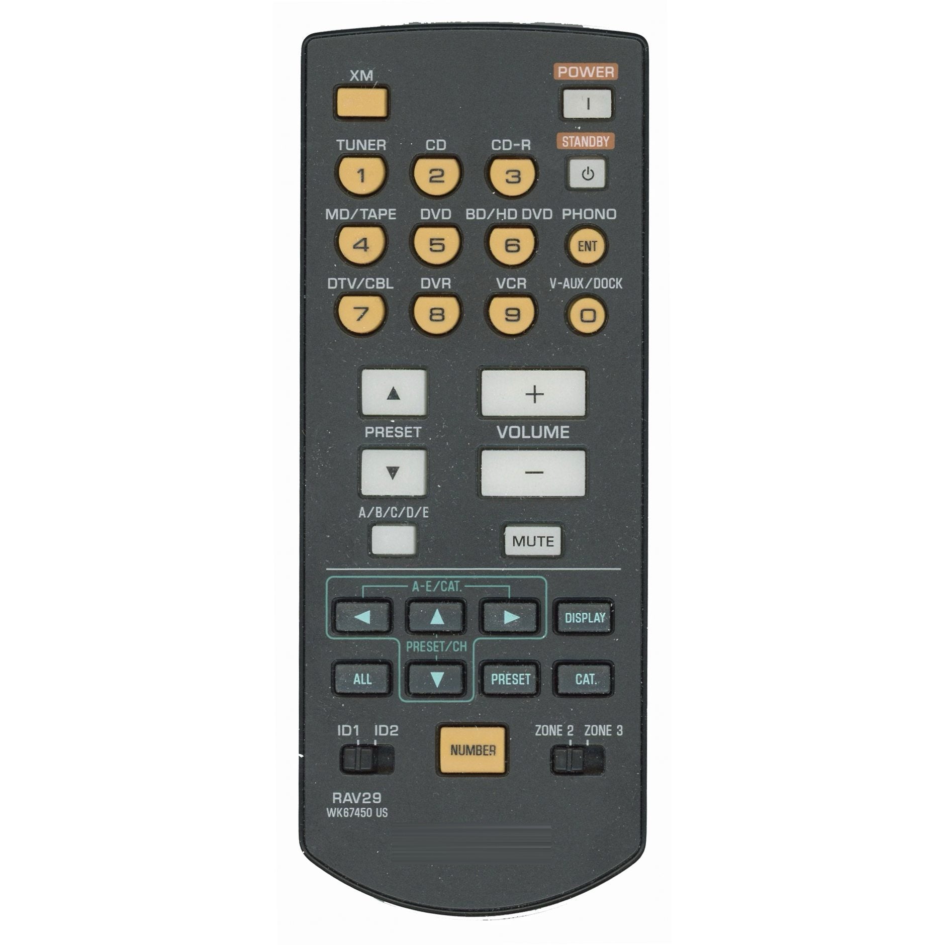 Yamaha RAV29 ZONE 2/3 A/V Receiver Remote Control - WK674500